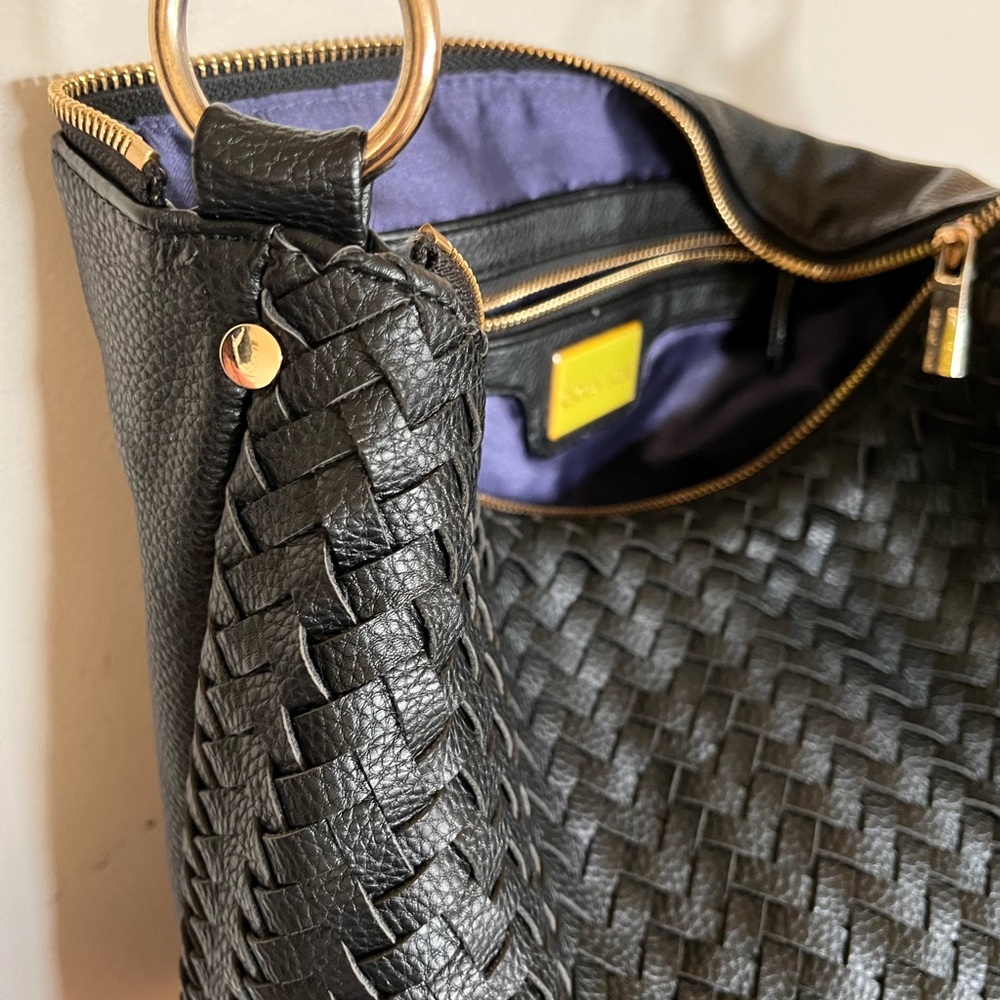 NWOT Deux Lux Boho Black Woven Tote Shoulder Bag